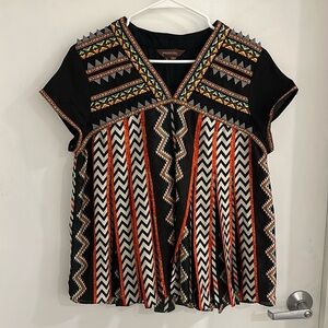 Anthropologie - Ranna Gill Patterned & Pleated Silk Top